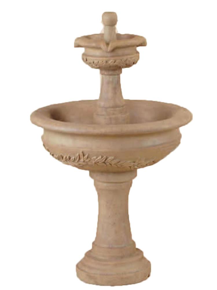 Alloro Garland Two Tier Cast Stone Outdoor Fountain Fountain Tuscan 