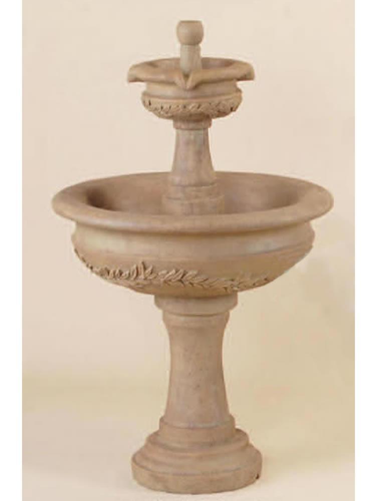Alloro Garland Two Tier Cast Stone Outdoor Fountain Fountain Tuscan 
