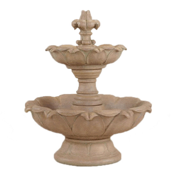 Gardenia Two Tier Cast Stone Outdoor Fountain Short Fountain Tuscan 