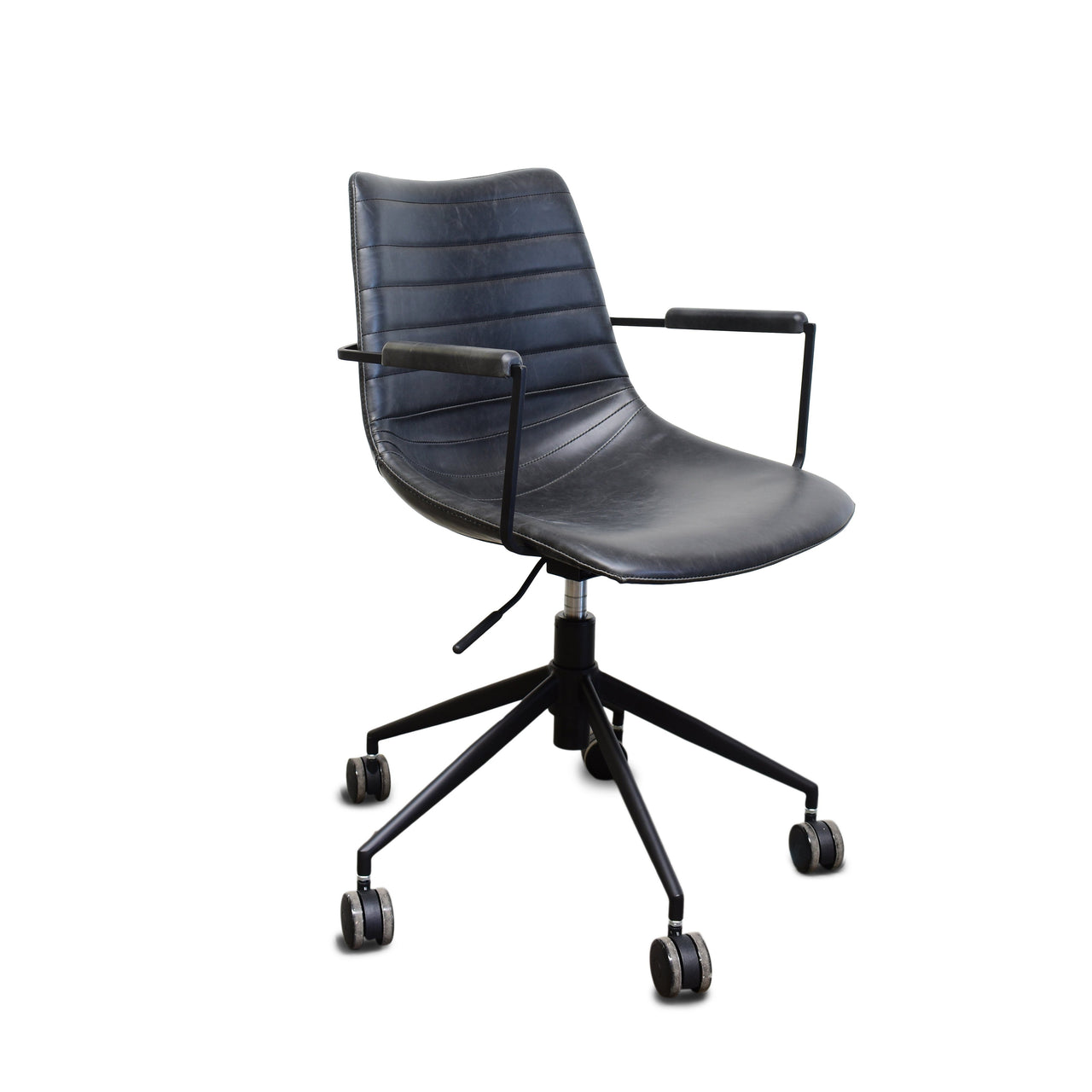 Toby Office Chair, Black PU Leather Office Chair Gingko 