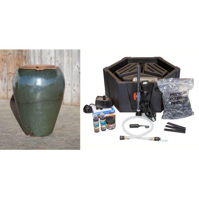 Tuscany FNT2371 Ceramic Triple Vase Complete Fountain Kit Vase Fountain Blue Thumb 