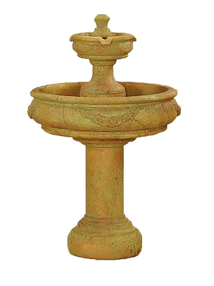Rosa Two Tier Cast Stone Outdoor Garden with Tall Base Fountain Tuscan 