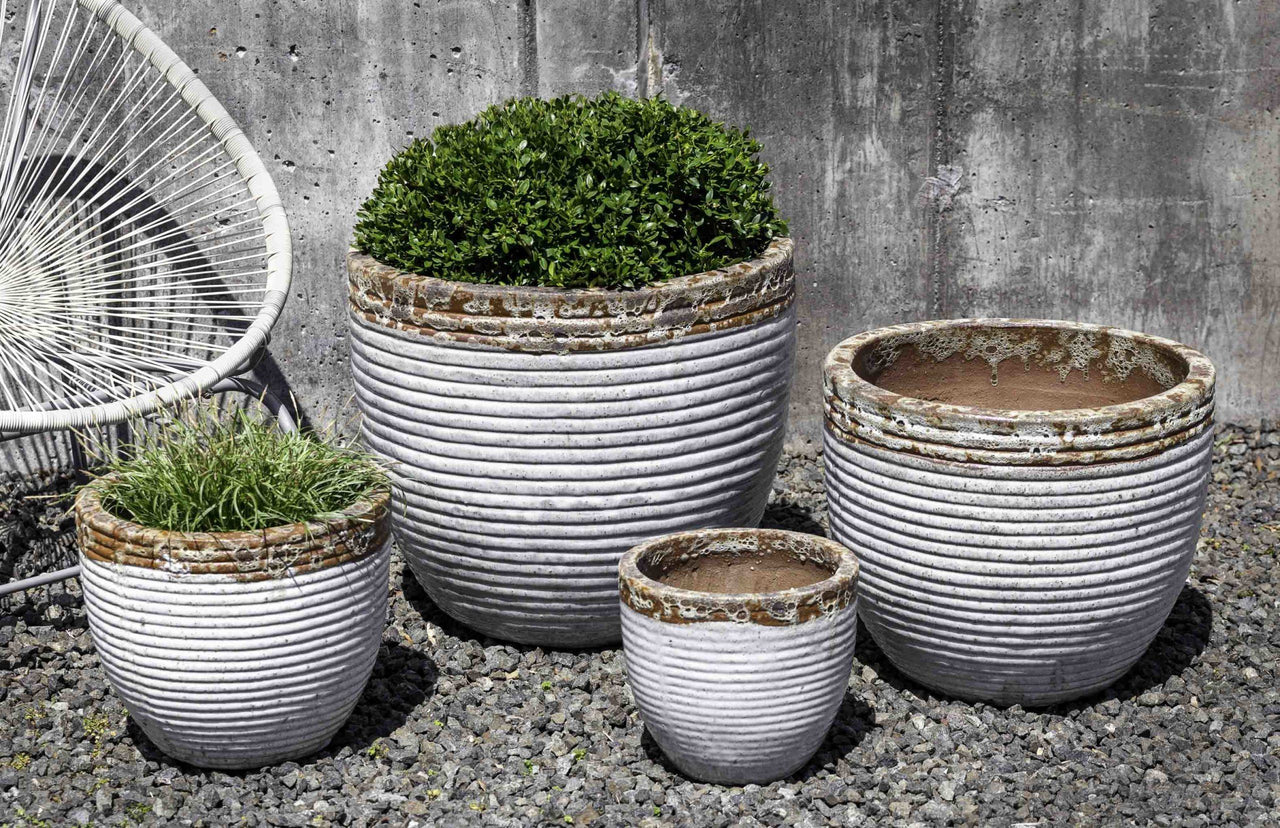 Campania International Glazed Terra cotta Nevis Planter Urn/Planter Campania International Beachcomber White 