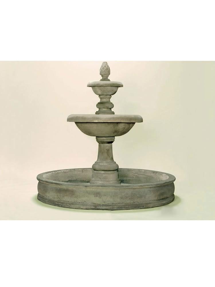 Newcastle Two Tier Pond Outdoor Cast Stone Garden Fountain Fountain Tuscan 