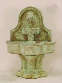 Thumbnail for Luccan Lion Wall Cast Stone Outdoor Water Fountain Fountain Tuscan 