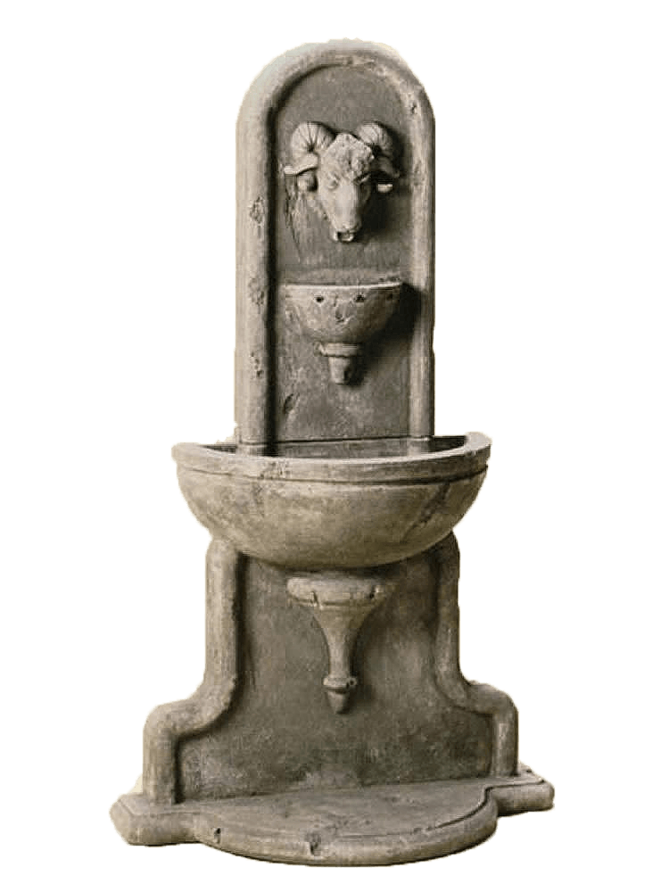 Ram Wall Cast Stone Outdoor Garden Fountain Fountain Tuscan 