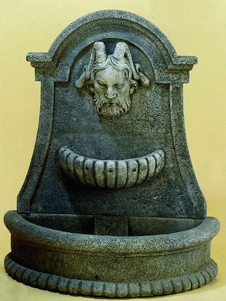 Tauro Wall Cast Stone Outdoor Garden Fountain Fountain Tuscan 