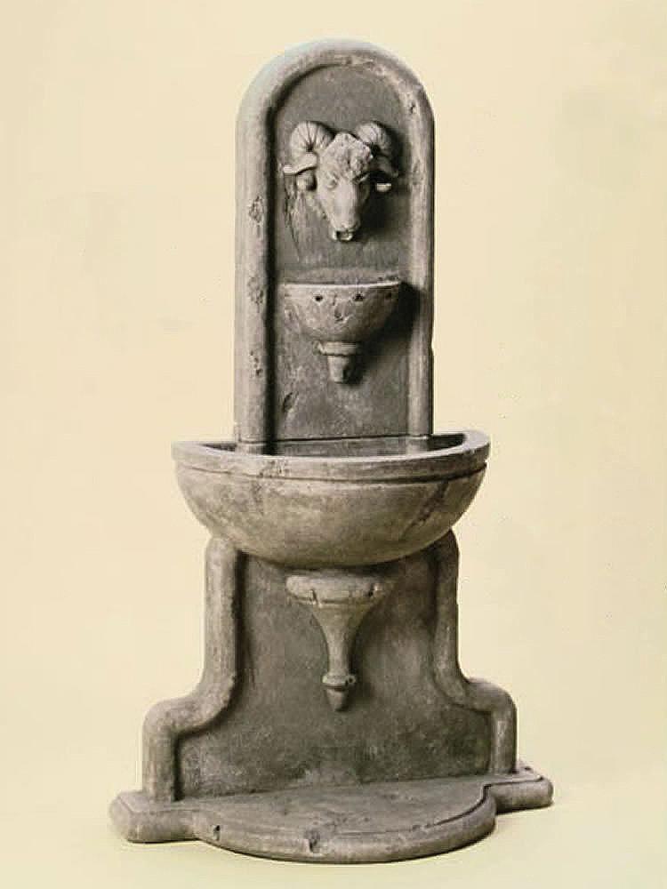 Ram Wall Cast Stone Outdoor Garden Fountain Fountain Tuscan 