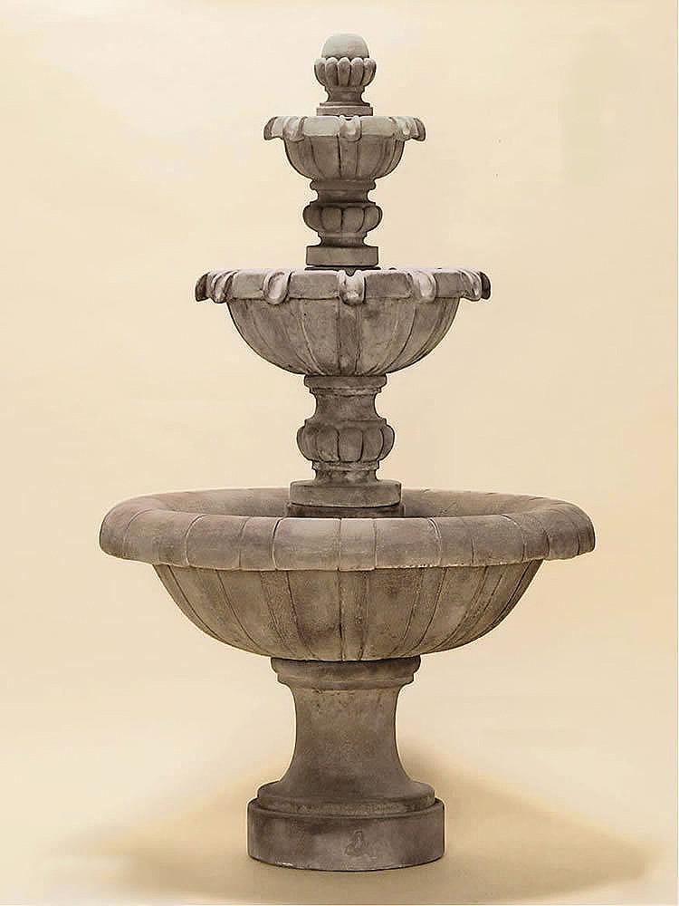 Jardin Three Tier Cast Stone Outdoor Garden Fountain Short Fountain Tuscan 