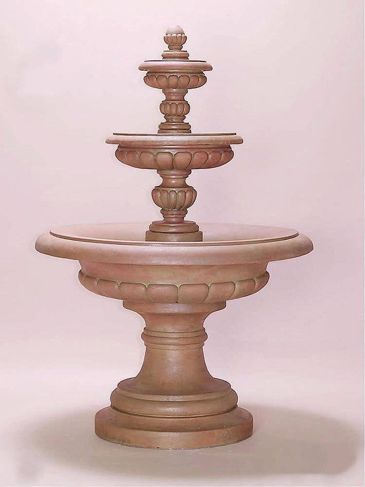 Via Roma Three Tier Cast Stone Outdoor Garden Fountain Fountain Tuscan 