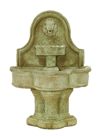 Thumbnail for Luccan Lion Wall Cast Stone Outdoor Water Fountain Fountain Tuscan 