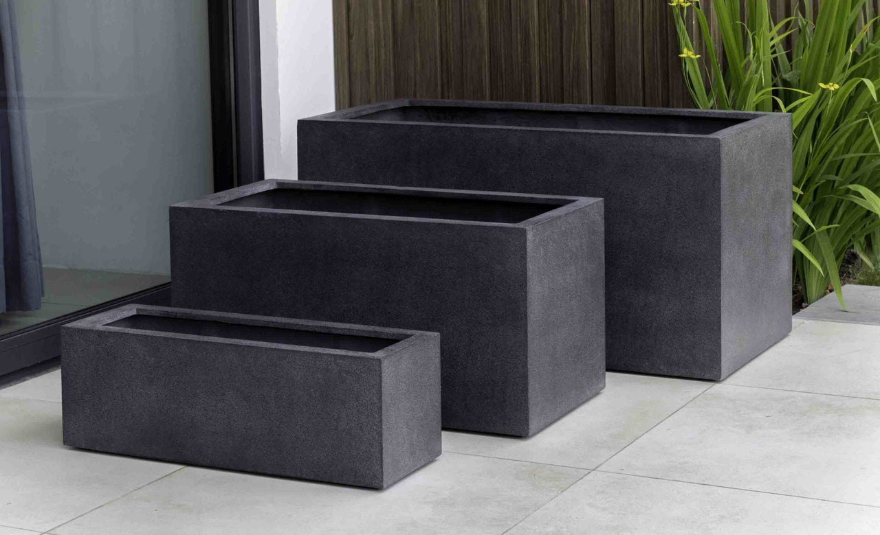 Campania International Fiber Clay Sandal Planter 482424 - S/1 Urn/Planter Campania International Charcoal 