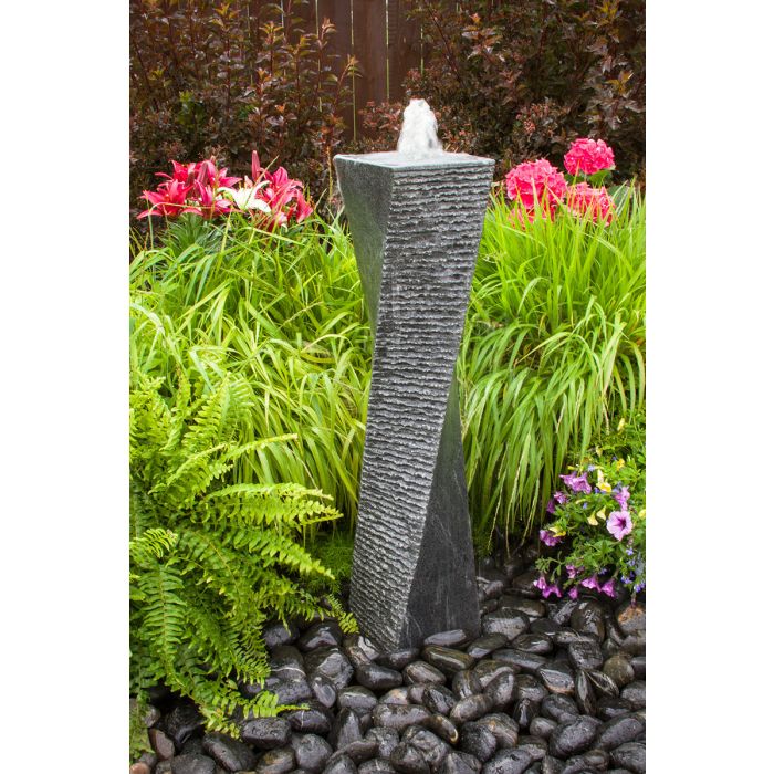 Real Stone Fountains ABGF25K Polished Twist 36″ - Granite Fountain Kit Fountain Blue Thumb 
