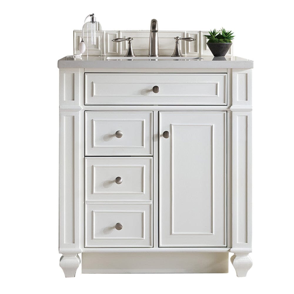 James Martin Bristol 30" Single Vanity Vanity James Martin Bright White w/ 3 CM Classic White Quartz Top 