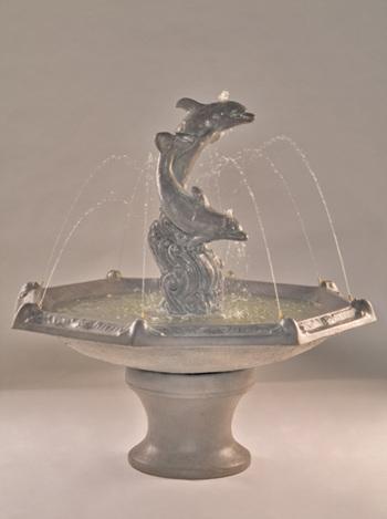 Dolphins with Octagon Bowl Fountain Fountain Fiore Stone 
