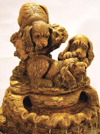 Playful Pups Cast Stone Fountain Fountain Fiore Stone 