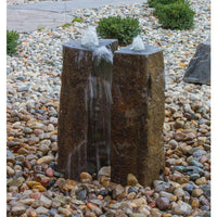 Thumbnail for Real Stone Fountains ABBC910 Basalt Fountain Kit - 24″ Double Split Polished 2 Piece Fountain Blue Thumb 