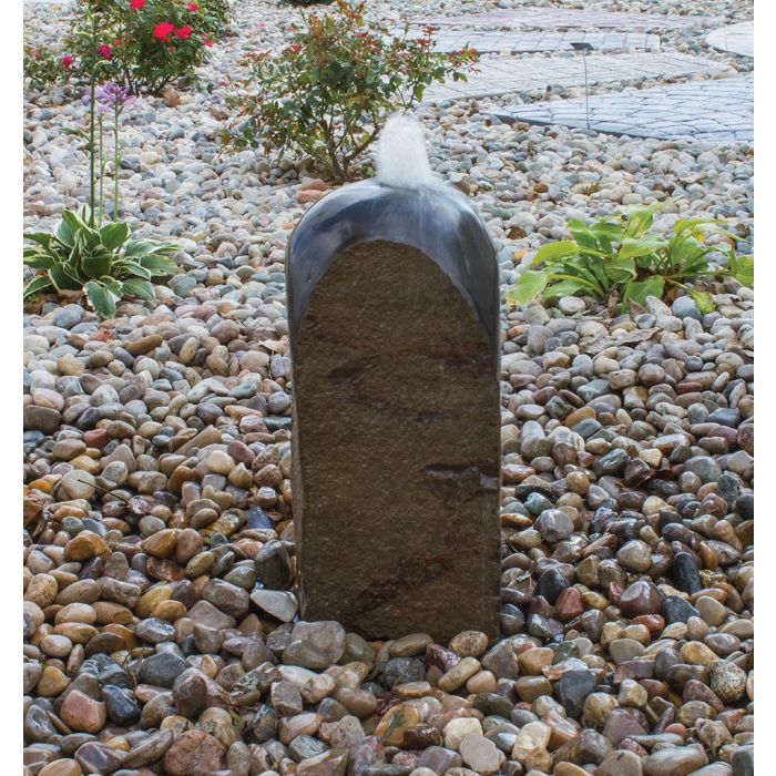 Real Stone Fountains ABBC905 Basalt Fountain Kit - Polished Bullet Fountain Blue Thumb 