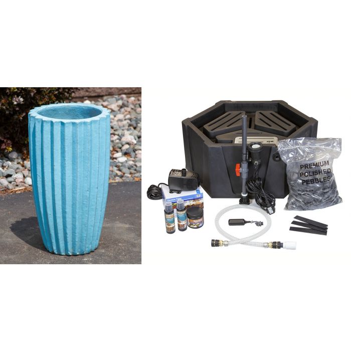 One of a Kind FNT2018 Ceramic Vase Complete Fountain Kit Vase Fountain Blue Thumb 