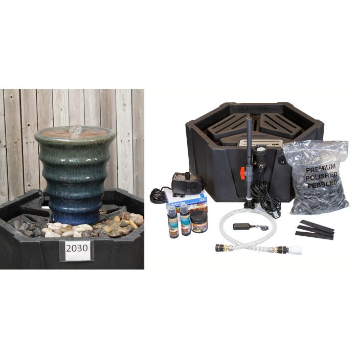 Genova FNT2030 Ceramic Vase Complete Fountain Kit Vase Fountain Blue Thumb 