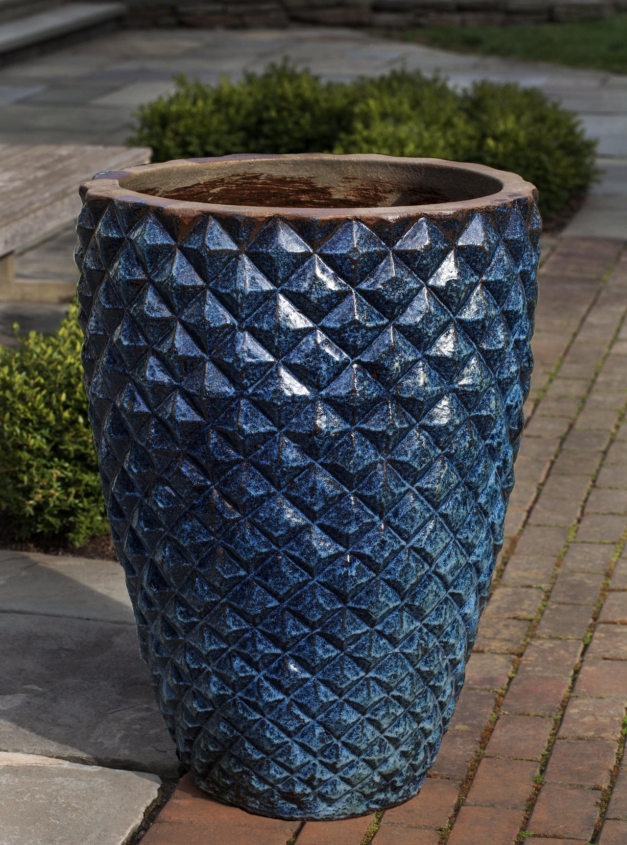Campania International Glazed Terra Cotta Facet Planter, Tall Urn/Planter Campania International 
