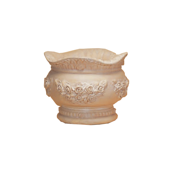 Round Roses Pot Cast Stone Outdoor Garden Planter Planter Tuscan 