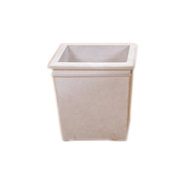 Rolled Rim Square Pot Cast Stone Outdoor Garden Planter Planter Tuscan 