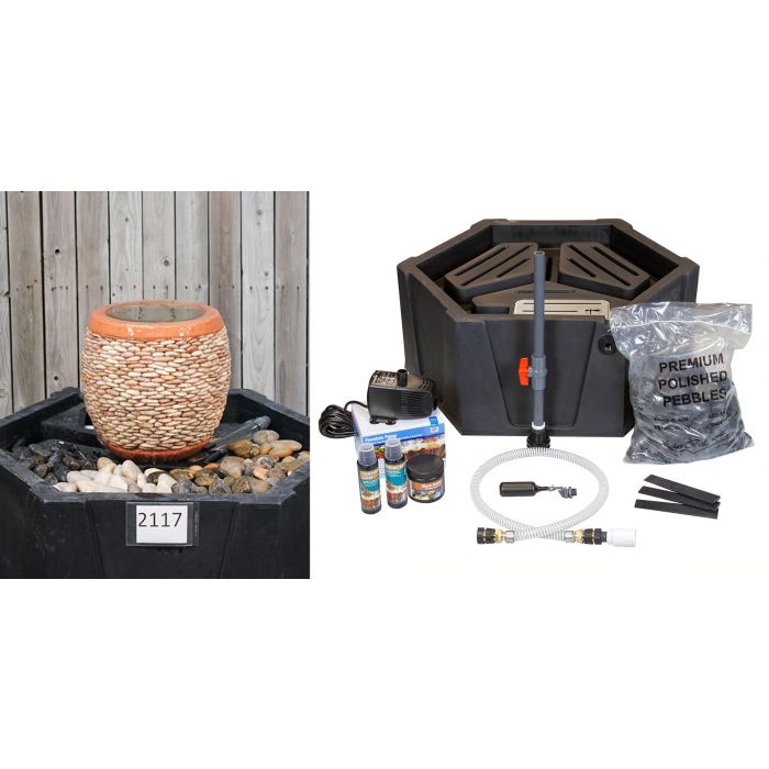 Stoned Urn FNT2120 Ceramic Vase Complete Fountain Kit Vase Fountain Blue Thumb 