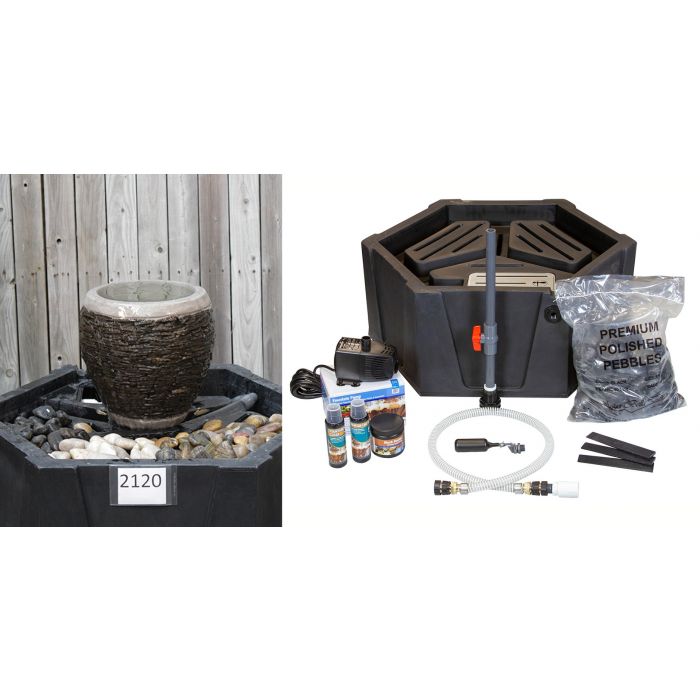 Stoned Urn FNT2120 Ceramic Vase Complete Fountain Kit Vase Fountain Blue Thumb 