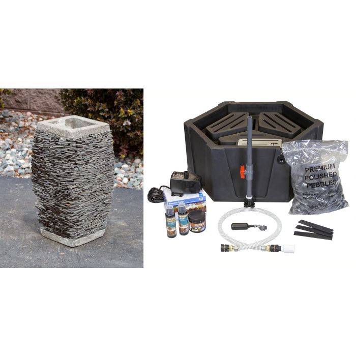 Stoned Urn FNT2124 Ceramic Vase Complete Fountain Kit Vase Fountain Blue Thumb 