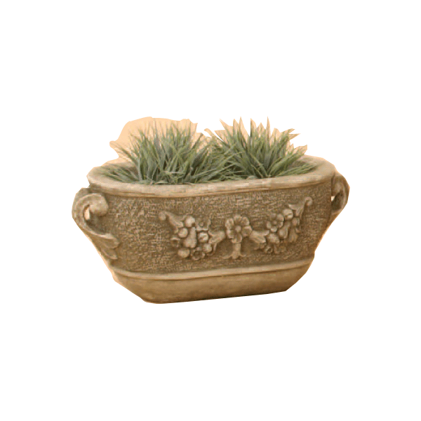 Mortaio Fiori Oval Pot Cast Stone Outdoor Garden Planter Planter Tuscan 