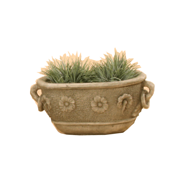 Mortaio Anello Oval Pot Cast Stone Outdoor Garden Planter Planter Tuscan 
