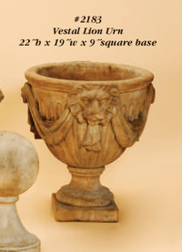 Thumbnail for Vestal Lion Urn Cast Stone Outdoor Garden Planter Planter Tuscan 
