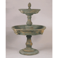 Thumbnail for Appia Antica Two Tier Lion Cast Stone Outdoor Garden Fountain Fountain Tuscan 