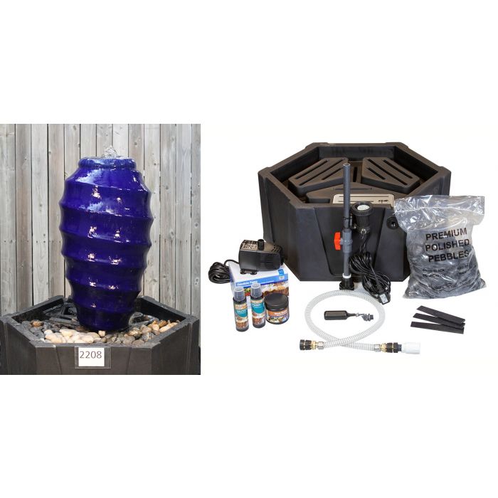 One of a Kind FNT2208 Ceramic Vase Complete Fountain Kit Vase Fountain Blue Thumb 