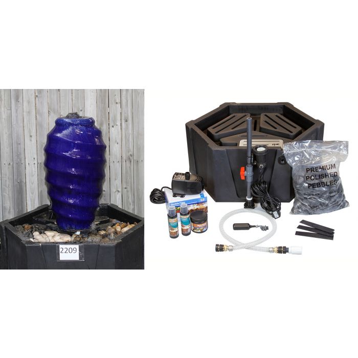 One of a Kind FNT2209 Ceramic Vase Complete Fountain Kit Vase Fountain Blue Thumb 