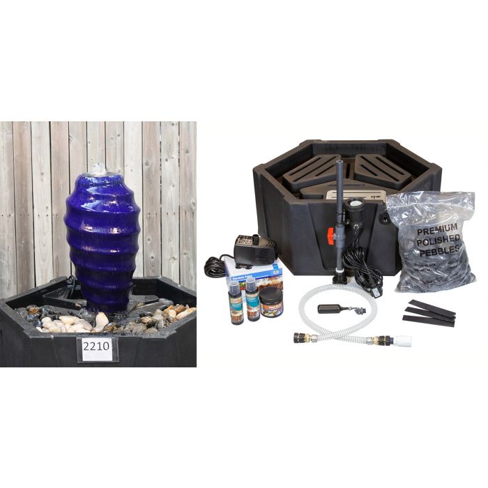 One of a Kind FNT2210 Ceramic Vase Complete Fountain Kit Vase Fountain Blue Thumb 
