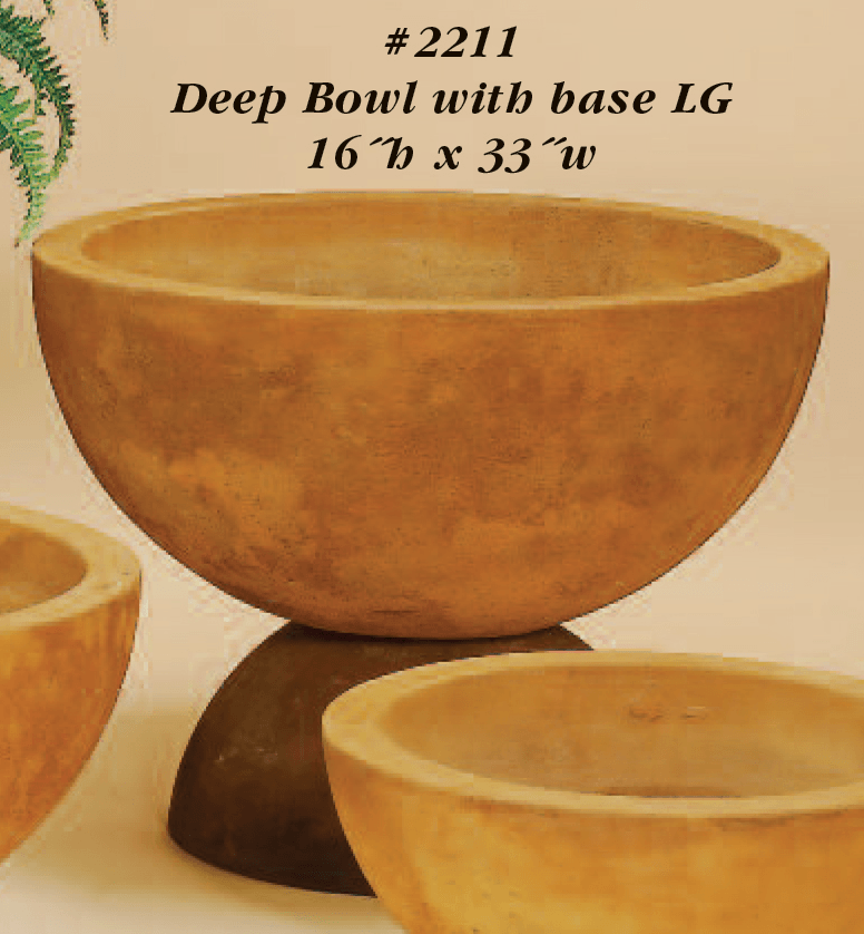 Deep Bowl with Base Cast Stone Outdoor Garden Planter Planter Tuscan 