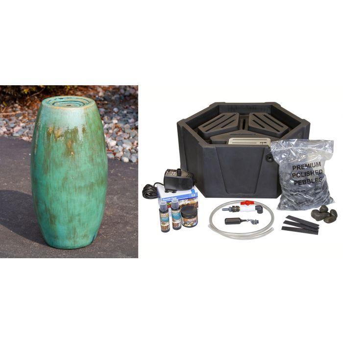 Closed Top FNT2246 Ceramic Vase Complete Fountain Kit Vase Fountain Blue Thumb 