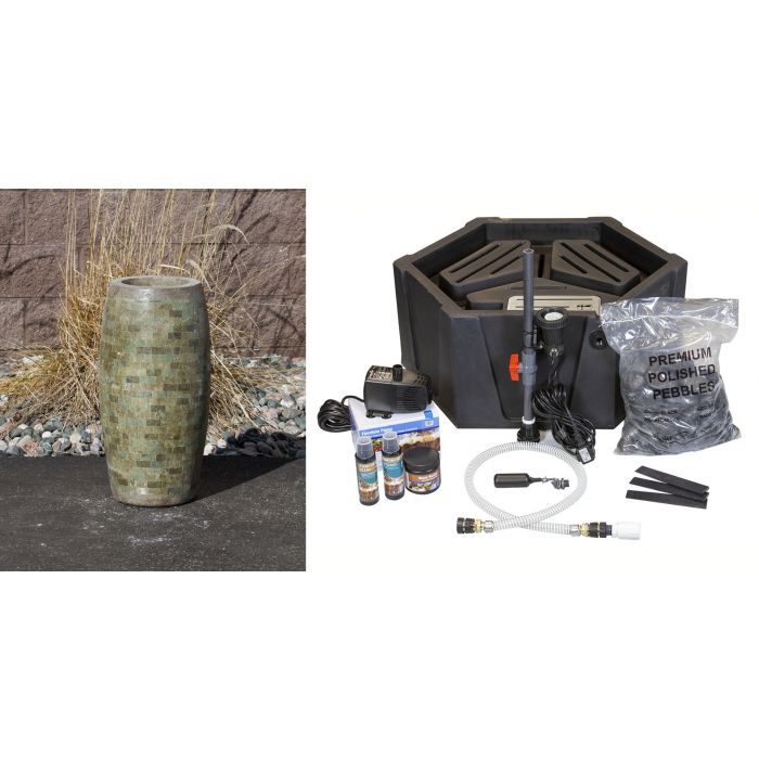 Stoned Urn FNT2335 Ceramic Vase Complete Fountain Kit Vase Fountain Blue Thumb 