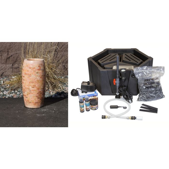 Stoned Urn FNT2336 Ceramic Vase Complete Fountain Kit Vase Fountain Blue Thumb 