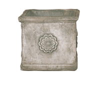 Thumbnail for Square Rosette Pot Cast Stone Outdoor Garden Planter Planter Tuscan Large Natural (N) 