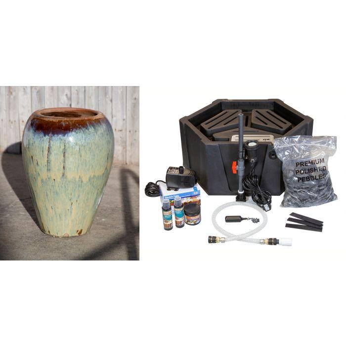 Tuscany FNT2357 Ceramic Triple Vase Complete Fountain Kit Vase Fountain Blue Thumb 