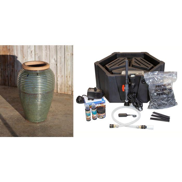 Tuscany FNT2360 Ceramic Triple Vase Complete Fountain Kit Vase Fountain Blue Thumb 