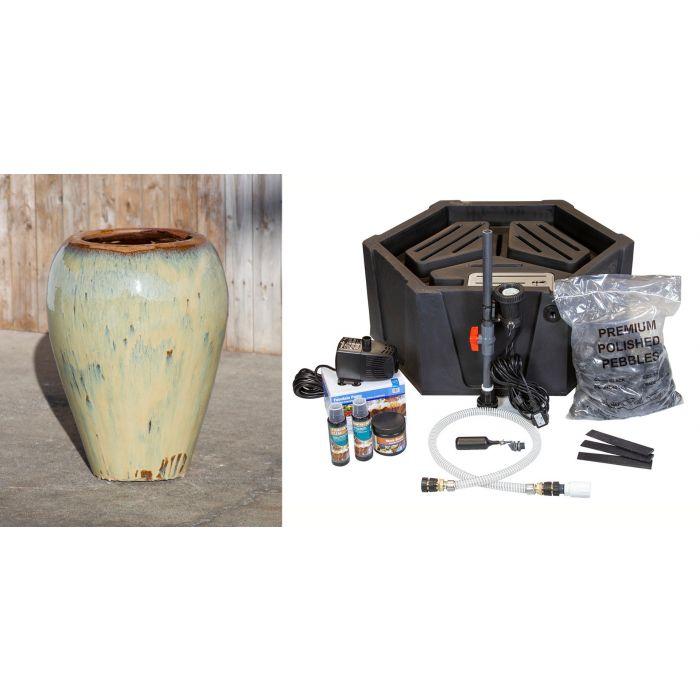 Tuscany FNT2372 Ceramic Triple Vase Complete Fountain Kit Vase Fountain Blue Thumb 