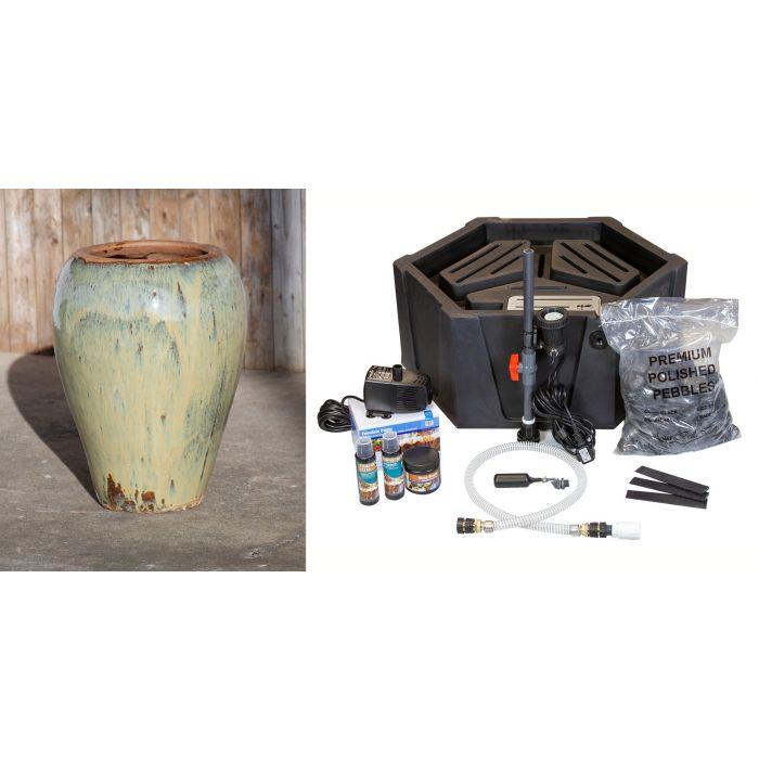 Tuscany FNT2373 Ceramic Triple Vase Complete Fountain Kit Vase Fountain Blue Thumb 