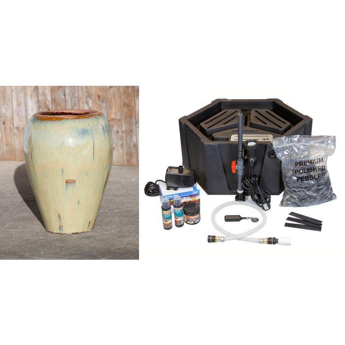 Tuscany FNT2377 Ceramic Triple Vase Complete Fountain Kit Vase Fountain Blue Thumb 