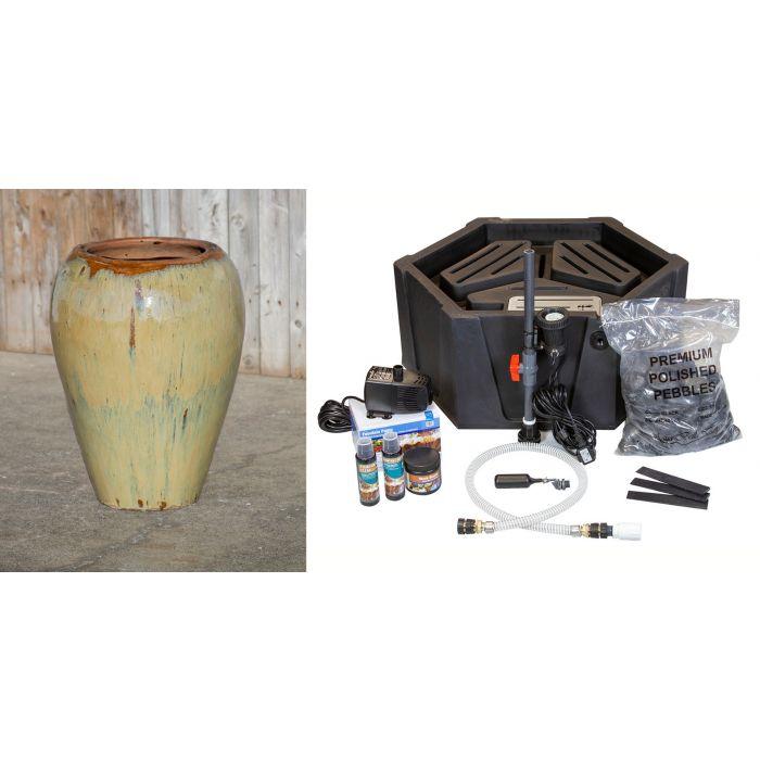 Tuscany FNT2378 Ceramic Triple Vase Complete Fountain Kit Vase Fountain Blue Thumb 