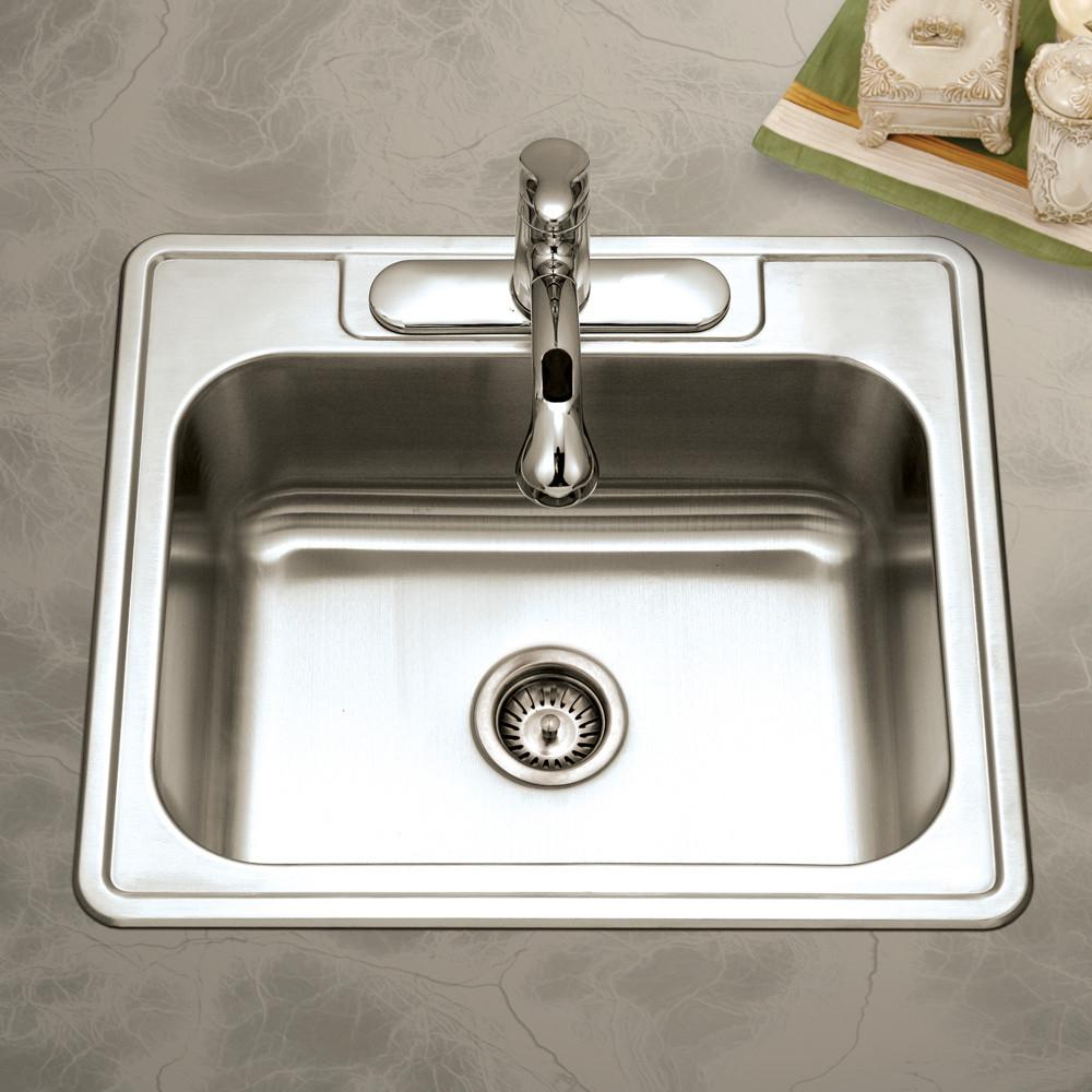 Houzer Glowtone Series Topmount Stainless Steel Kitchen Sink, 8-Inch Deep Kitchen Sink - Topmount Houzer 