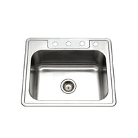 Thumbnail for Houzer 2522-9BS4-1 Glowtone Series Topmount Stainless Steel 9-Inch Deep Kitchen Sink - Topmount Houzer 